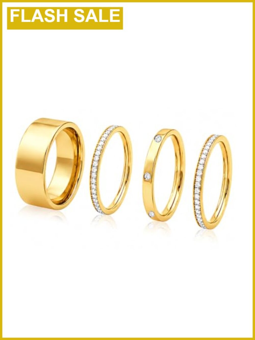 14K Gold Plated Stackable Ring Set Chunky Statement Rings for Women